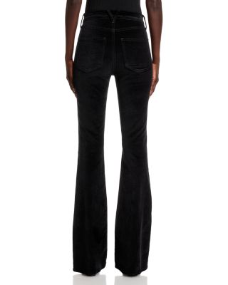 Beverly High Rise Velveteen Skinny Flare Jeans in Black 