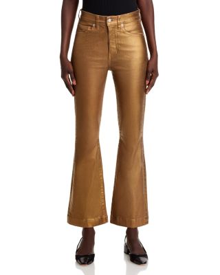 Carson High Rise Coated Ankle Flare Jeans in Antique Brass