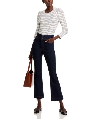 Carson Corset Waist Kick Flare Jeans in Indigo Rinse