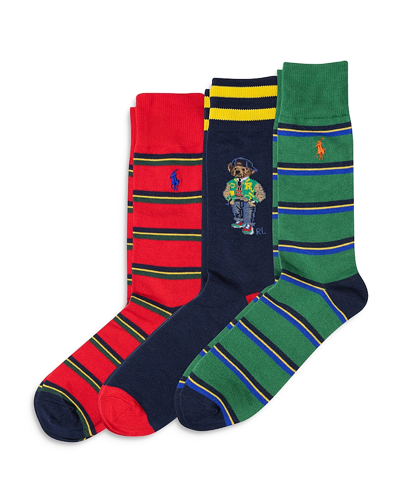 Polo Ralph Lauren American Heritage Bear Crew Sock 3-pack In Assorted, Men's At Urban Outfitters In Assorted