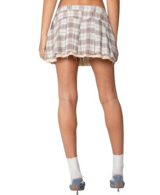 Roni Plaid Pleated Mini Skirt