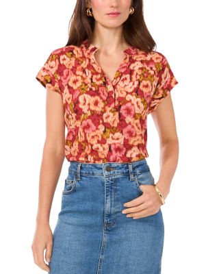 VINCE CAMUTO - Floral V Neck Blouse