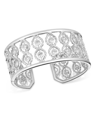 Roberto Coin - 18K White Gold Classic Diamond Bezel Twist Openwork Bangle Bracelet