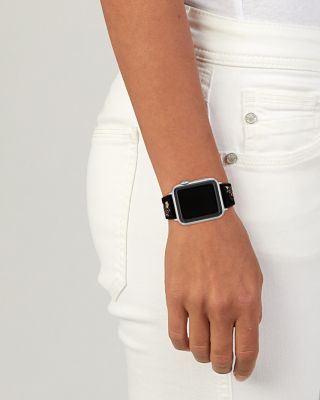 Apple Watch&reg; Floral Black Silicone Strap, 38/40/41mm