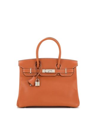 Pre-Owned HERMÈS - Birkin 30 Handbag Orange Vache Liegee with Palladium Hardware