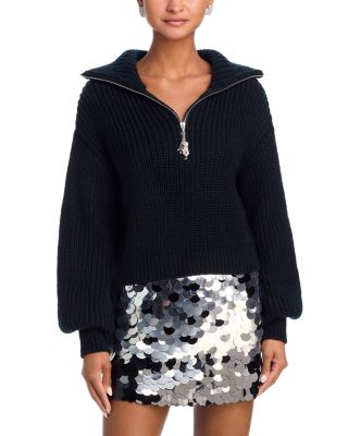 Cinq à Sept - Emmet Zip Front Rib Knit Sweater