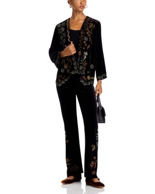 Stretch Velvet Slim Bootcut Pants