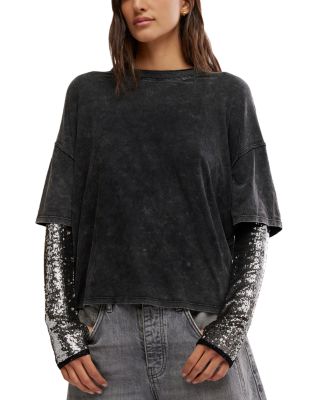 Free People - Nellie Sequin Sleeve Tee