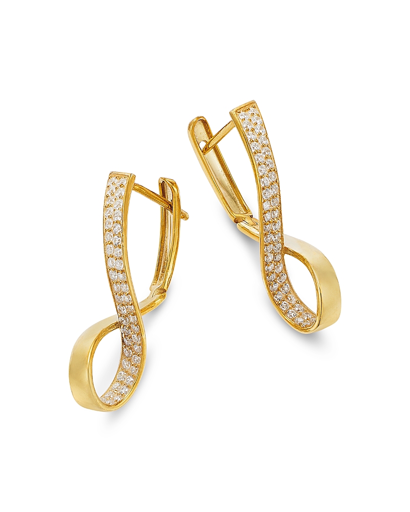 Bloomingdale's Fine Collection Diamond Twist Hoop Earrings In 14k Yellow Gold, 0.5 Ct. T. W. In Gold