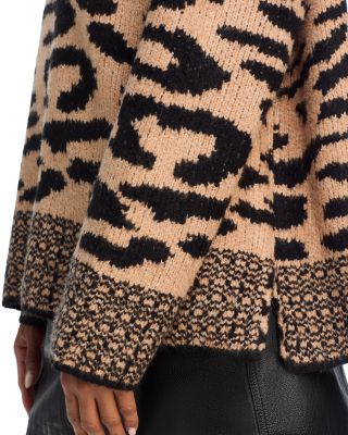 AQUA Half Zip Leopard Sweater - Exclusive | Bloomingdale's