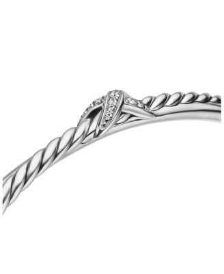 Sterling Silver Petite X Diamond Cuff Bracelet
