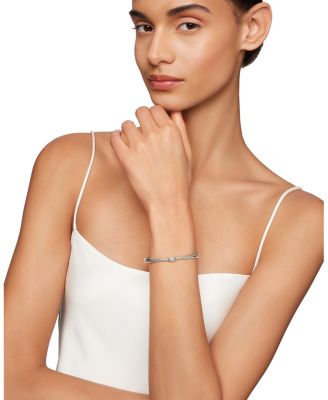 Sterling Silver Petite X Diamond Cuff Bracelet