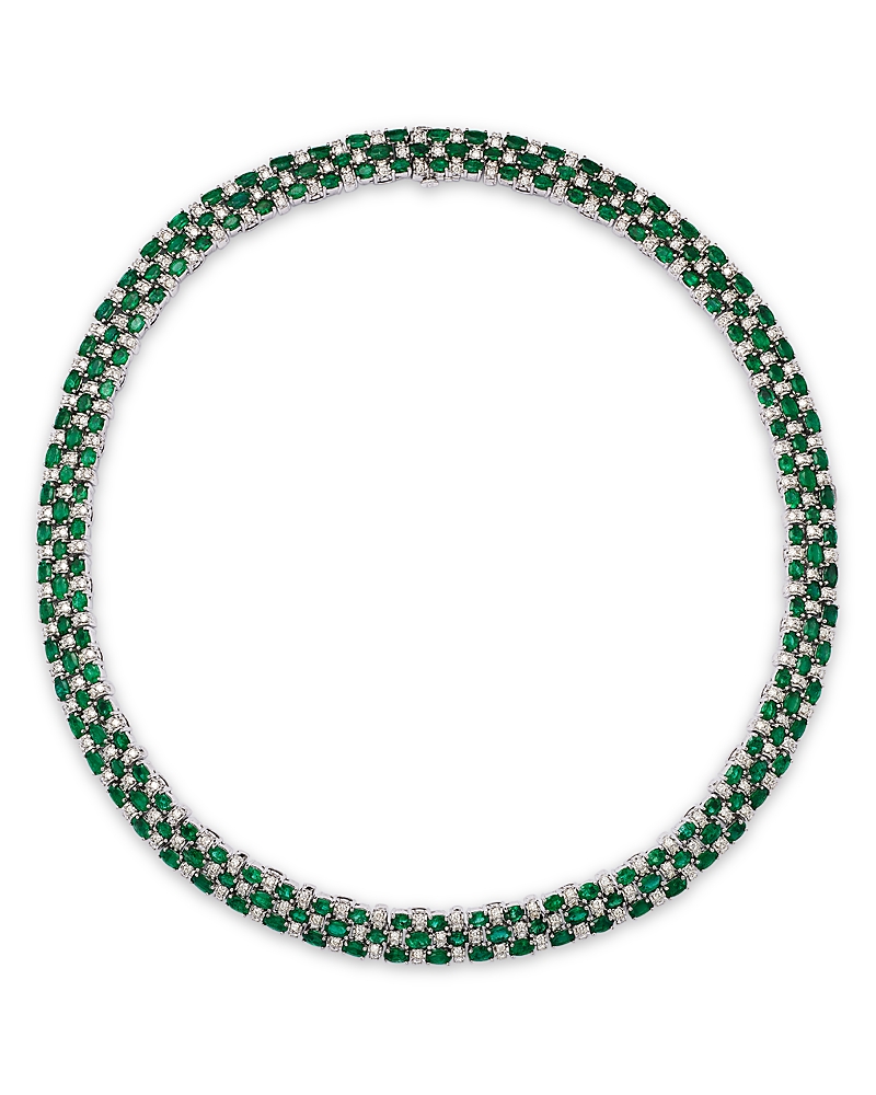 Bloomingdale’s Fine Collection Emerald & Diamond Statement Necklace in 14K White Gold, 19