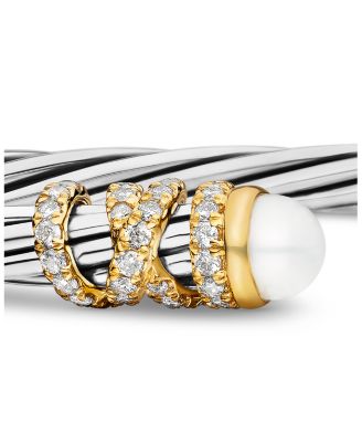 Helena End Station Bracelet with Cultured Freshwater Pearls, Diamonds and 18K Gold