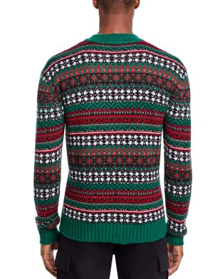 Sissoh Wool Blend Fair Isle Relaxed Fit V Neck Sweater