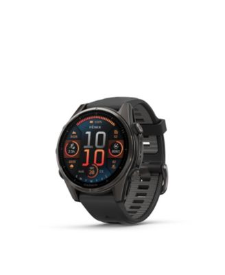 Garmin - Fenix 8 43mm, AMOLED, Saphire, Carbon Gray Titanium, Blk/Pebble Gray Band Watch