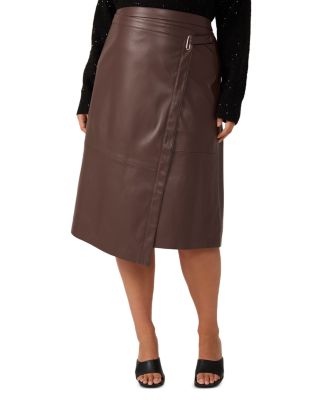 Estelle Plus - Plus Michelangelo Faux Leather Midi Skirt