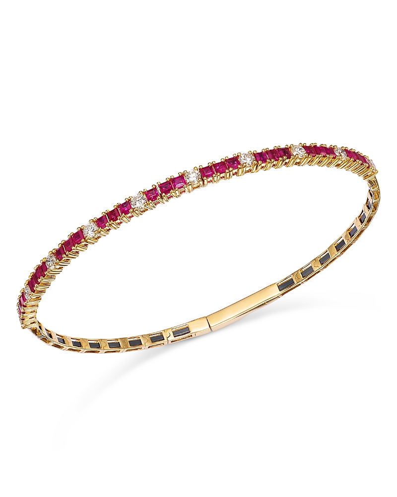 BLOOMINGDALE'S FINE COLLECTION RUBY & DIAMOND BANGLE BRACELET IN 14K YELLOW GOLD