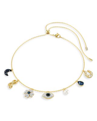 Swarovski - Symbolica Crystal & Imitation Pearl Adjustable Choker Necklace in Gold Tone, 16.5"-20.5"