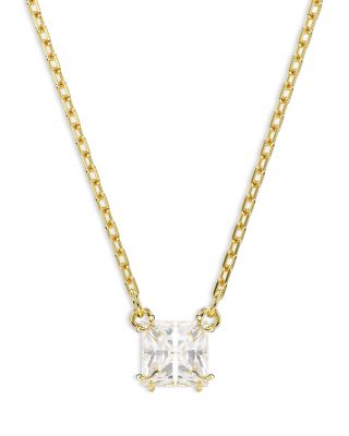 Swarovski Stilla Crystal Square Pendant Necklace in Gold Tone, 14.87-16.87