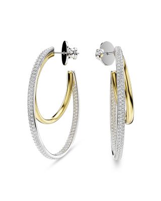 Swarovski - Hyperbola Crystal Double Row Hoop Earrings in Gold Tone & Rhodium Plated