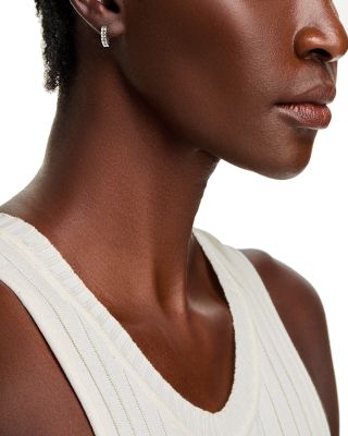 Diamond Baguette Huggie Hoop Earrings in 14K White Gold, 0.25 tcw