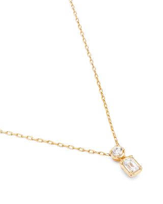 Diamond Round & Emerald Cut Pendant Necklace in 14K Yellow Gold, 0.33 tcw