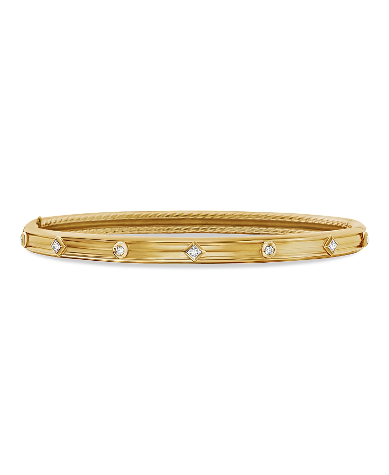 David Yurman 18K Yellow Gold Modern Renaissance Bangle Bracelet with Diamonds
