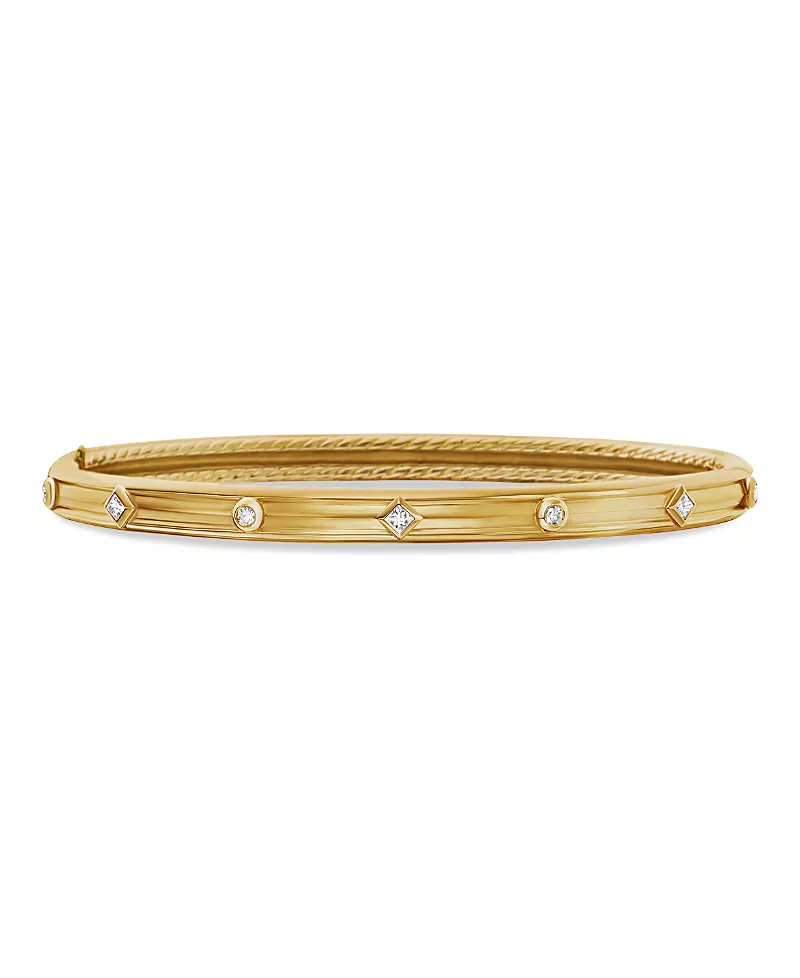 David Yurman 18K Yellow Gold Modern Renaissance Bangle Bracelet with Diamonds