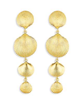 18K Yellow Gold Shell Drop Earrings