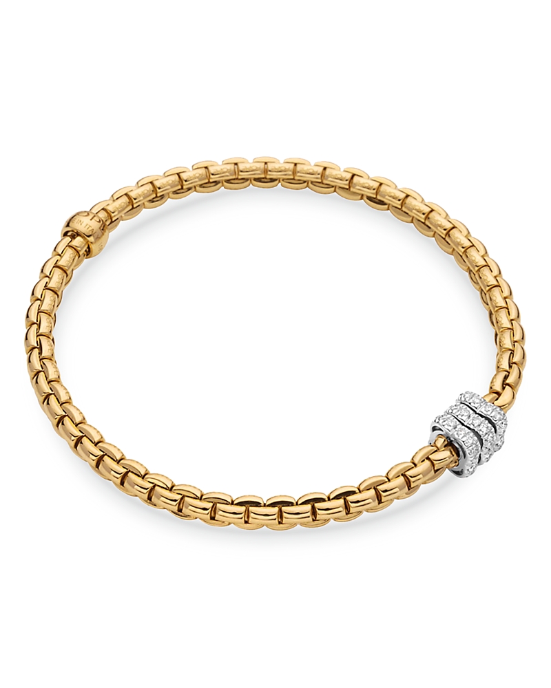 Fope 18k Yellow Gold Eka Diamond Flex'it Bracelet In Gold