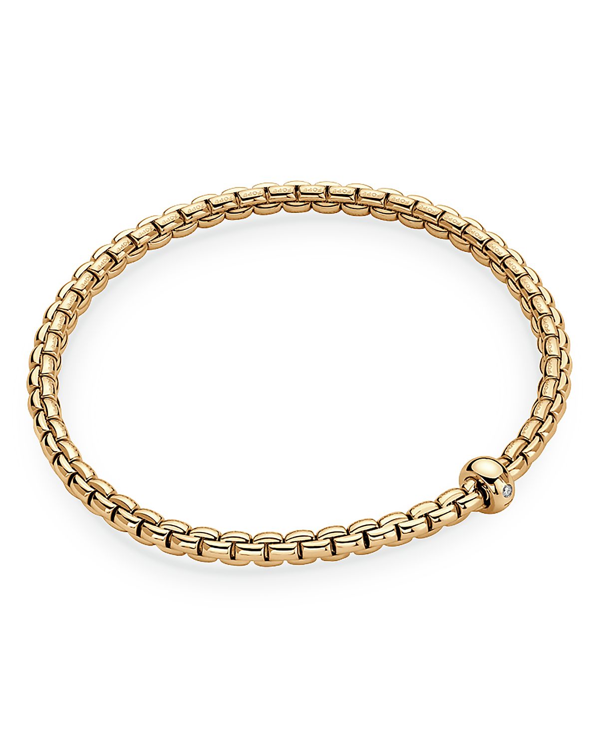 Fope 18K Yellow Gold Eka Diamond Rondelle Box Link Flex Bracelet