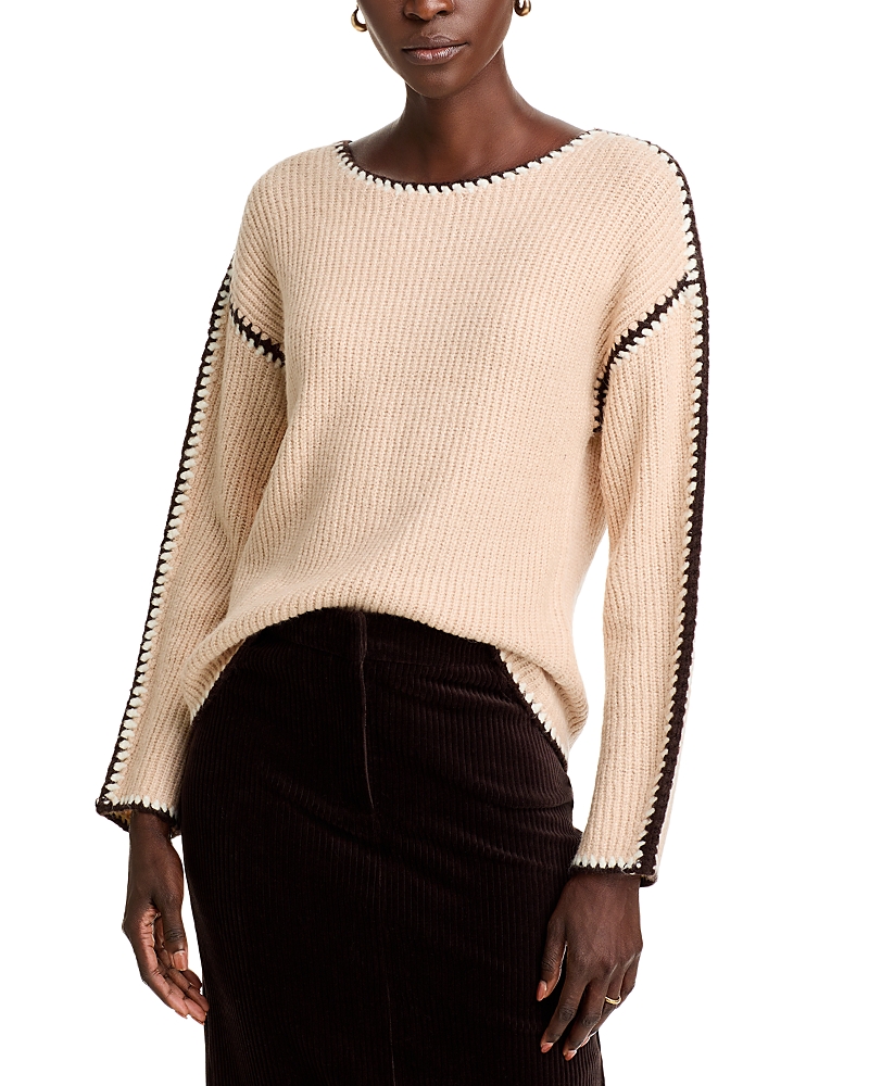Single Thread Contrast Trim Sweater
