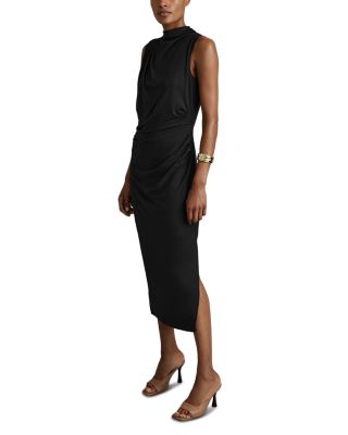 REISS - Beaux Drape Sleeveless Jersey Midi Dress