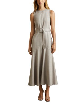 REISS - Danni Cap Sleeve Belted Workwear Dress