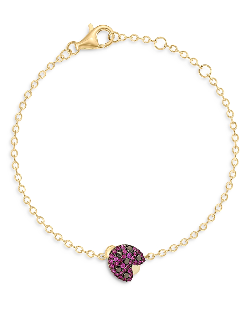 Phillips House 14k Yellow Gold Mini Ladybug Bracelet With Rubies In Pink/gold