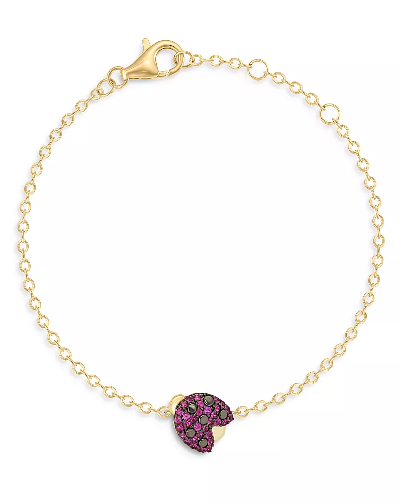 Phillips House 14K Yellow Gold Mini Ladybug Bracelet with Rubies