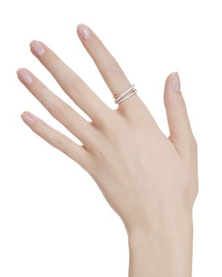 Hyperbola Crystal Triple Band Ring in Gold Tone & Rhodium Plated