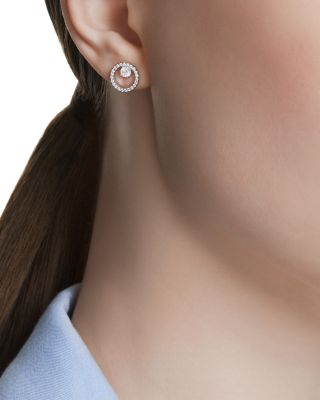 Constella Crystal Circle Stud Earrings in Rhodium Plated