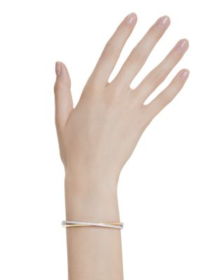 Hyperbola Crystal Double Row Bangle Bracelet in Gold Tone & Rhodium Plated