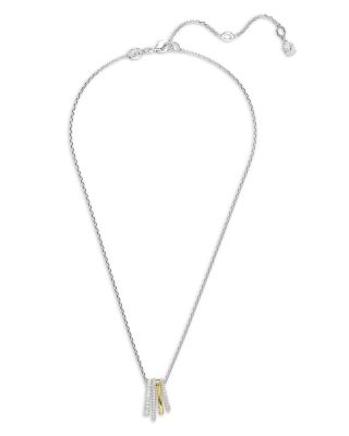 Hyperbola Crystal Multi Ring Pendant Necklace in Gold Tone & Rhodium Plated, 14.87"-16.87"