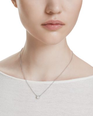 Imber Crystal Pendant Necklace in Rhodium Plated, 14.87"-16.87"