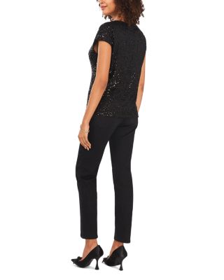 VINCE CAMUTO Short Sleeve Sequin Top | Bloomingdale's