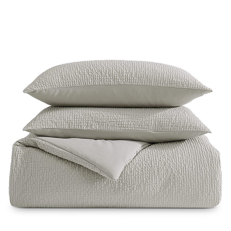Vera Wang Puckered Textured 3 Piece Comforter Set, King In Silver