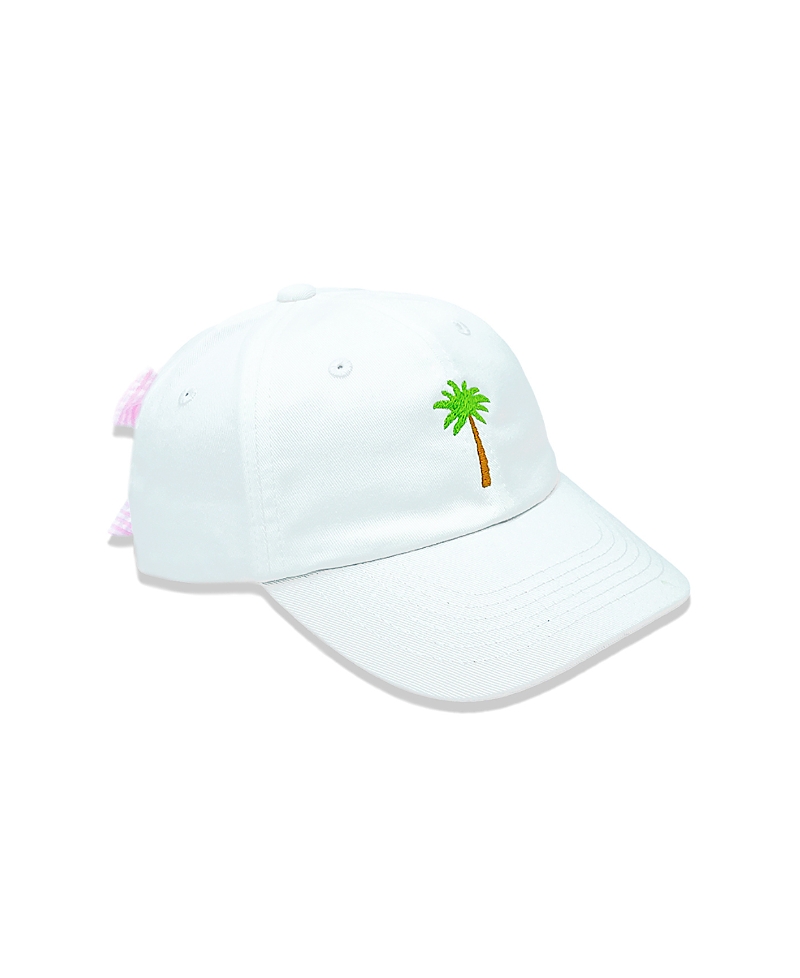 Bits & Bows Girls' Palm Tree Bow Baseball Hat In White - Little Kid In White