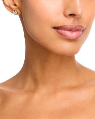 Diamond Pave Stud Earrings in 14K Yellow Gold, 0.25 tcw