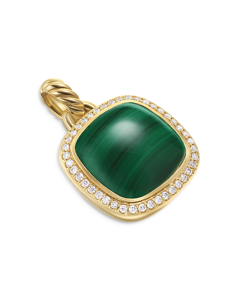 David Yurman Albion Pendant in 18K Yellow Gold with Malachite and Diamonds, 15mm