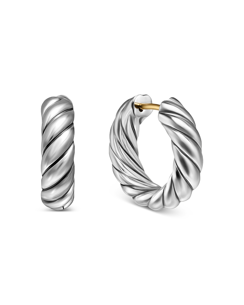 David Yurman Sculpted Cable Hoop Earrings in Sterling Silver, 18.6mm
