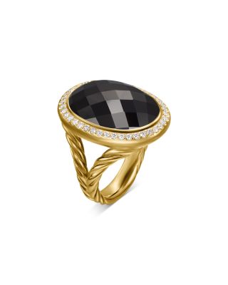 Albion&reg; Oval Ring in 18K Yellow Gold with Black Onyx and Diamonds, 21mm