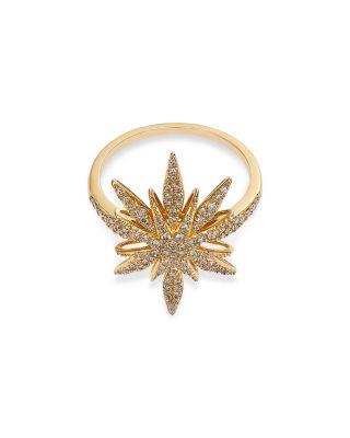 Diamond Starburst Ring in 14K Yellow Gold, 0.38 tcw